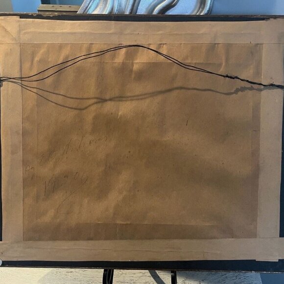 Vintage Landscape Framed Acrylic Painting on Board by E.O. Williams, dated 1920 - Picture 8 of 9